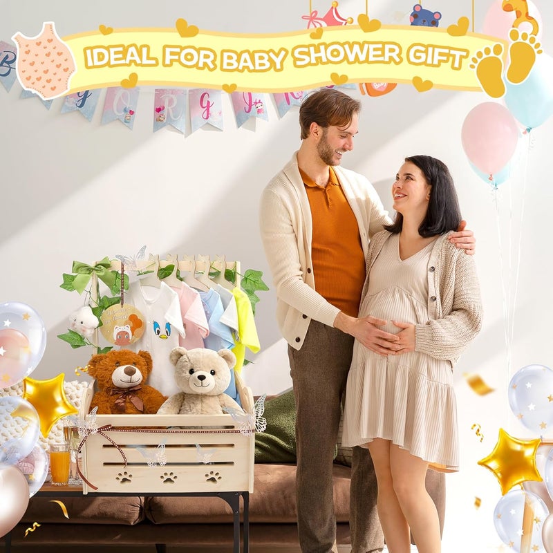 FVNPIHAM Wooden Baby Shower Crate Closet, Cute Cat Baby Shower Closet Basket with Handle, Gender Reveal Storage Box for Pregnancy New Parent, Personalized Baby Gifts Basket - Image 2
